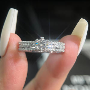 Round Cut Moissanite Bridal <b>Ring</b> Set VVS <b>925</b> Sterling <b>Silver</b> Engagement Wedding <b>Ring</b> Jewelry For Women - Product Image 1