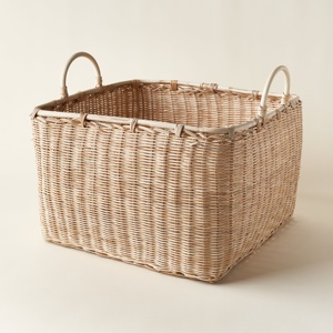 Set of nesting rattan storage <b>basket</b> books & clothes holder <b>baskets</b> with inset handles home organization - Product Image 6