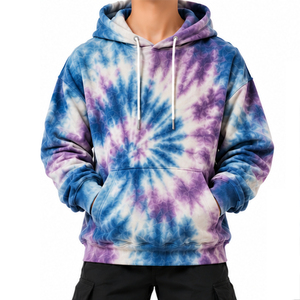 Sudaderas con capucha para hombre, con efecto tie-dye, 100% algodón, forro polar, estilo casual, oversize, para streetwear, fabricante mayorista. - Product Image 1