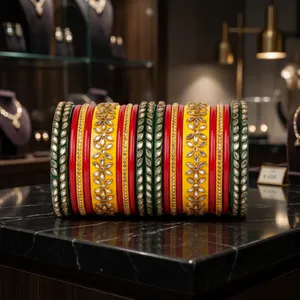 Vibrante Brazalete Floral Kundan Lac, Elegante Accesorio de Moda - Product Image 5