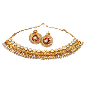Raani Gold Plated Zircon Antique Designer Choker & Earring Set for Bridal Festive Ethnic Wear - Product Image 2