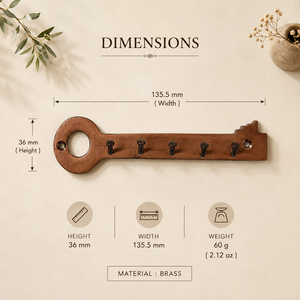 Wooden <b>Key</b> Wall Mounted Hook Rack Brown Entryway <b>Key</b> Holder <b>Organizer</b> for Home Office - Product Image 5