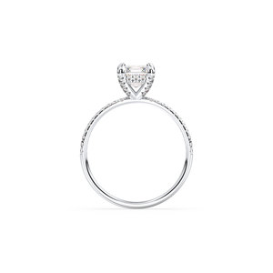 Bague de fiançailles solitaire REYES Asscher Cut en or massif 14 carats avec diamant de laboratoire HPHT CVD et halo caché pour femme, bijoux fins - Product Image 5