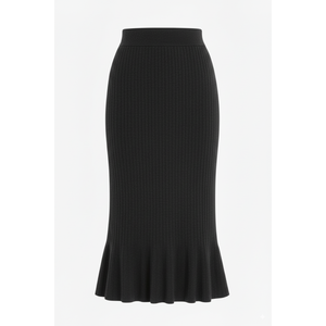 Falda Midi Casual de Lana Acanalada de Cintura Alta para Mujer, con Dobladillo de Sirena, Ajuste Delgado, Tejido Suave, Transpirable y Ecológico, Pedido al por Mayor - Product Image 1