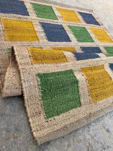 Alfombra de Yute y Cáñamo Hecha a Mano de la Mejor Calidad, Lavable, Multicolor, Geométrica, para Pasillo, Natural, Ecológica - Product Image 4