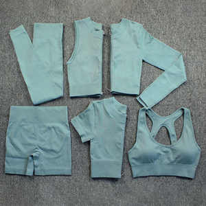 <b>Top</b> Selling New Arrival High Quality Women Yoga Set Breathable Short Sleeve Custom Design Front Logo 2 Piece Set - Product Image 3