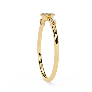 Bague de fiançailles minimaliste en or massif 18 carats avec diamant naturel véritable, motif floral, sertissage pavé, plaqué rhodium, certifiée IGI, vente en gros - Product Image 5