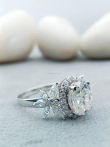 วงรีตัด3.0 CT VVS Lab Grown Moissanite solite parties 14K/18K แข็งสีขาวสีเหลืองทองคลาสสิกเครื่องประดับสำหรับปาร์ตี้ - Product Image 3