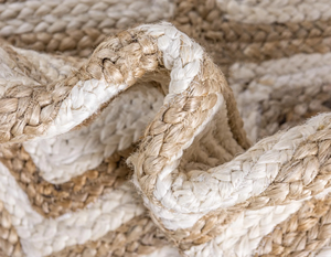 Handwoven Diamond Pattern Jute Area <b>Rug</b> Natural White Braided Carpet <b>Boho</b> Farmhouse Living Room Decor - Product Image 3
