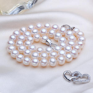 Collar de Perlas de Agua Dulce de 8-9 mm, Casi Blancas, con Gran Brillo, Precio Bajo, Venta Directa de Fábrica al por Mayor - Product Image 3