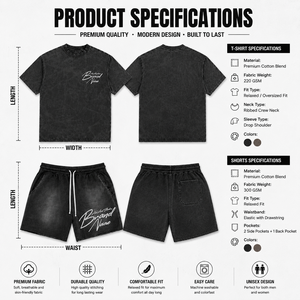 Ensemble deux pièces personnalisé avec cordon de serrage, short taille haute, sweat-shirt 100% coton délavé, short contrastant, vêtements d'été unisexes - Product Image 5