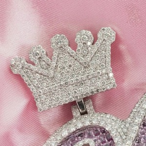Luxury Crown <b>Initial</b> Letter <b>Pendant</b> 925 <b>Silver</b> Custom VVS Moissanite Custom letter Name <b>Pendant</b> HipHop Iced Out Two Tone <b>Pendant</b> - Product Image 3