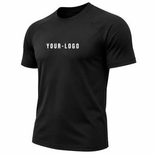 Custom Men's Black Knitted Polyester T-Shirt O-Neck Short Sleeve <b>Raglan</b> Regular Fit Eco-Friendly Breathable Quick Dry Sporty - Product Image 2