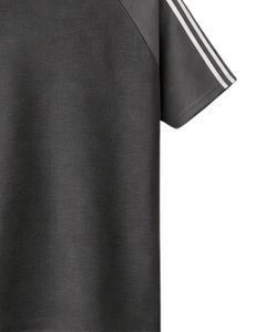 Charcoal Grey <b>White</b> Raglan Sleeve <b>TShirt</b> Men Casual Summer Crew Neck Striped Shoulder Breathable Cotton Soft Comfortable Wear - Product Image 6