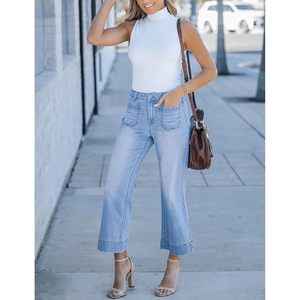 2026 <b>Women's</b> High Waisted Stretchy Waterproof Cute Dark Solid Straight Leg <b>Jeans</b> 2XL Slim <b>Baggy</b> Pants Pocket Breathable Loose - Product Image 3