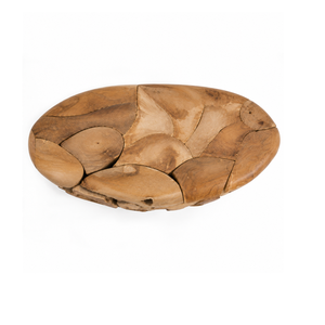 Table basse ARTERRA de luxe en mosaïque de racines de teck, faite à la main, écologique, plateau ovale lisse, base creuse, mobilier de salon de luxe pour complexe hôtelier - Product Image 4