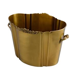 Fluted Brass <b>Ice</b> <b>Tub</b> Pure Copper Lined Large Capacity <b>Beverage</b> Cooler Premium Barware for Hotels Restaurants and Catering - Product Image 1