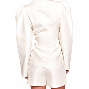 Blazer blanc élégant pour femme, col en V, taille cintrée, professionnel, à bouton unique, collection automne-hiver, idéal pour le bureau, vente en gros ODM/OEM - Product Image 3