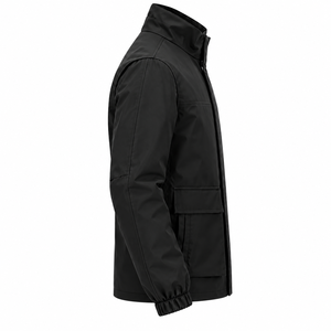Men's Black Windproof Puffer Jacket With Stand Collar And Zipper Closure Regular Fit Casual Winter Wear - Product Image 4