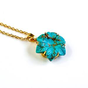 Colgante de flor de turquesa de cobre AAA, collar de flor de cristal tallado a mano para mujer, colgante de piedras preciosas, fabricación de joyería hecha a mano - Product Image 5