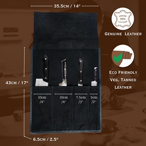 Étui à couteaux de cuisine 100 % cuir suédé véritable, facile à transporter, housse pour couteau de chef, étui à couverts et organiseur de transport - Product Image 2