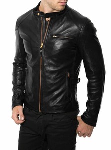 Champ King VESTE EN CUIR PREMIUM DE HAUTE QUALITÉ pour hommes Coupe-vent Col montant Décontractée - Product Image 5