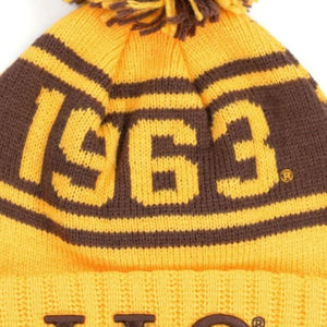 Iota Phi Theta 1963 Knit Beanie Hat Brown and Gold Winter Pom Cuff Cap Greek Life Fraternity Cold Weather Headwear - Product Image 3