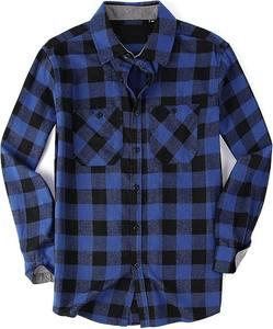 Chemise en flanelle à carreaux bleus et noirs, coton premium, manches longues, style décontracté, vêtement de travail, surchemise avec double poche, directement de l'usine - Product Image 6