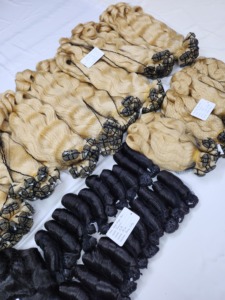 Vietnamese Virgin Hair Extensions Weft 35cm Slight Wavy Blonde Human Hair Weaving Bundles Double Drawn Single Weft - Product Image 6