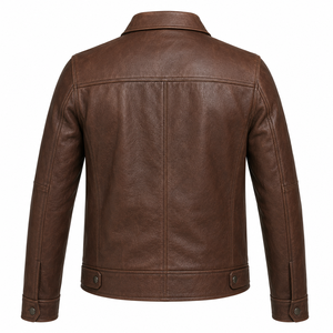 Men's Premium Genuine Leather Racer <b>Jacket</b> Vintage Moto Style Full Grain Leather <b>Biker</b> Coat Wholesale Custom Manufacturing USA - Product Image 2