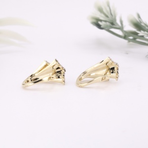 Pendientes de Oro Amarillo de Lujo con Diseño de Abanico, Textura Clásica, Volantes y Diamantes de Laboratorio de Corte Brillante, con Cierre de Palanca, Joyería Fina para Mujer - Product Image 4