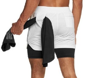 Shorts de sport blancs de style actuel avec cordon de serrage, vente en gros, shorts de sport légers pour homme, séchage rapide, respirants - Product Image 4
