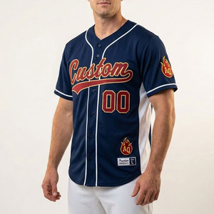 Custom Baseball Jersey Men's V-Neck Short Sleeve 100 Polyester Breathable <b>Button</b> Front Team Name Print All Seasons - Product Image 2