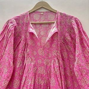 Vestido Casual Midi para Mujer, Tejido 100% Algodón, Liso, Manga Corta, Cintura Imperio, Estilo Babydoll, Cuello en V, Holgado, Funcional - Product Image 4