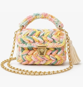 Bolso Bandolera de Mujer, 100% Hecho a Mano, Tejido Trenzado de Poliéster, Correa de Cadena con Cierre Dorado, de Algodón, Pequeña Capacidad, para Uso Diario - Product Image 3