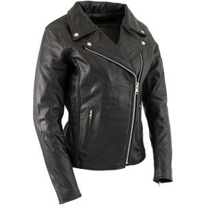 2025 LKL27001 Women's X-Large Classic Braided Premium Black Leather Fitted Jacket <b>Motorcycle</b> & <b>Auto</b> <b>Racing</b> <b>Wear</b> - Product Image 4