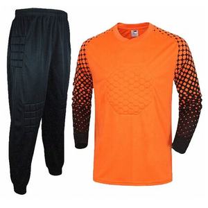 Custom Soccer Goalkeeper Kit Long Sleeve V-<b>neck</b> Moisture-Wicking Jersey Set <b>Padded</b> Polyester Elastic Waist Football Uniform - Product Image 3