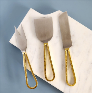 Stainless Steel <b>Cheese</b> <b>Sets</b> Cutlery <b>Set</b> Brass Handle <b>Cheese</b> Cutlery <b>Set</b> for Kitchen Customized Sizes And Logo - Product Image 1