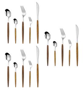 Elegante Juego de Cubiertos Plateados con Mango de Madera para Comidas Diarias en el Hogar, Ocasiones Especiales para Invitados y Uso Profesional - Product Image 5