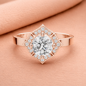 Anillo de Diamantes con Halo en Forma de Estrella para Mujer en Oro, Plata y Oro Rosa, Colección de Joyería Elegante para Compromiso - Product Image 3