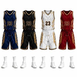 Conjunto de Uniforme de Baloncesto Geométrico Dorado Personalizado para Hombre, Jersey de Malla Sublimado, Pantalones Cortos, Ropa Deportiva de Equipo, Kit de Equipamiento para Juego, Venta OEM Profesional - Product Image 1