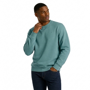 Sudadera de Cuello Redondo Color Verde Azulado para Hombre, Corte Regular, Tejido de Algodón, Estilo Casual, Color Sólido, para Otoño - Product Image 2