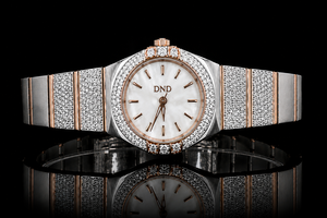 Reloj de Lujo Premium para Mujer, Caja de Acero Inoxidable, Esfera Blanca Dorada, Cristal de Zafiro, Movimiento Mecánico Vintage, Fecha Automática - Product Image 1