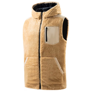 Chalecos de Forro Polar Sherpa con Capucha para Hombre, Cierre Completo, Un Bolsillo, Resistentes al Viento, Ropa de Abrigo Informal de Invierno, Chalecos de Forro Polar sin Mangas para Senderismo y Viajes - Product Image 1