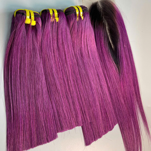 Cabello Virgen Vietnamita Liso Color Violeta, Cabello Humano de Lujo, Super Double Draw, Envío Rápido desde Fábrica, Super Draw - Product Image 1