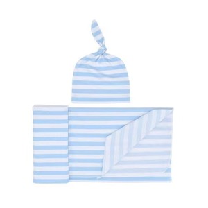 Couverture d'emmaillotage pour bébé en coton rayé, design simple, motif gris, blanc, rose, violet, couverture d'emmaillotage portable - Product Image 3