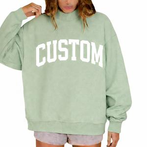 Sweat-shirt personnalisé en gros à manches longues, respirant, couleur unie, col montant, décontracté, pour femmes - Product Image 5