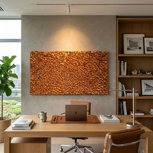 Panel de Pared Rectangular de Madera de Teca Hecho a Mano con Patrón de Mosaico Contemporáneo para Decoración de Interiores de Hoteles, Restaurantes y Villas - Product Image 4