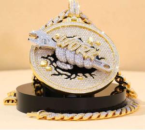 Pendentif Hip Hop en Or Blanc 10K/14K avec Diamants de Laboratoire CVD, Logo Personnalisé, Certifié IGI, Bijoux Streetwear - Product Image 1