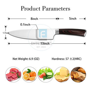 Couteaux de chef de style nouveau, design actuel, en acier inoxydable, manche en bois, durables, écologiques, vente chaude - Product Image 4
